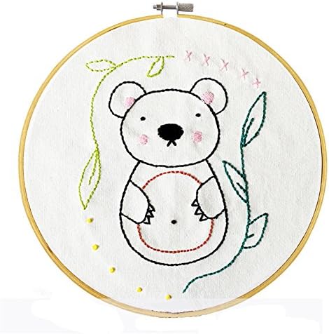 Fanryn DIY Stamped Embroidery Kit, Vini bear Cartoon pattern design contain Embroidery Hoops Cross Stitch Hoop Embroidery Circle Set For Art Craft Handy Sewing