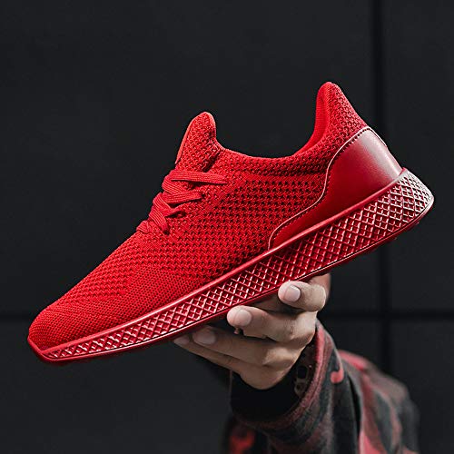 Running Basketball Shoe,Men Net Surface Flat Non-Slip Breathable Lightweight Youth Sports Sneakers Gym Training Shoes (B_Red, US:8) - Thumbnail 4