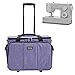 HOMEST Deluxe Sewing Machine Case on Wheels, Rolling Trolley Tote with Shoulder Strap and Strong Carry Handles, Compatible with Singer & Brother Machine (Purple)