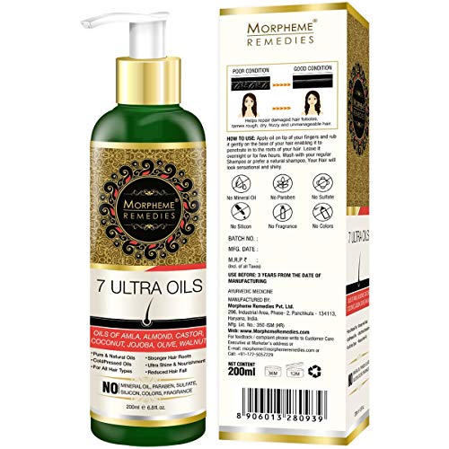 Morpheme 7 Ultra Hair Oils - (Almond, Castor, Jojoba, Coconut, Olive, Walnut, Amla Oils) 200 ml