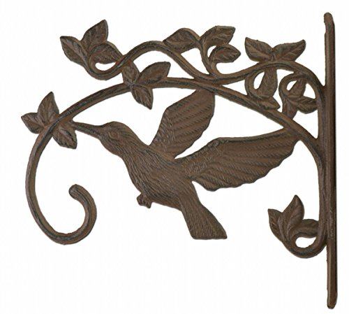 Hummingbird Plant Hanger Cast Iron Decorative Flower Basket Hook Large 11.25" Deep