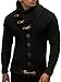 Leif Nelson Men's Knitted Turtleneck Jacket - Winter Cardigan Sweaters for Men Black