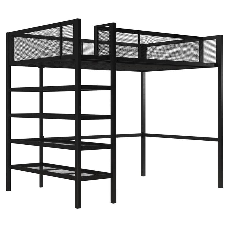 DHP Tiffany Storage Loft Bed with Book Case, Includes Shelves and Under
