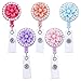 Soleebee 5 PACK Soleebee Retractable ID Badge Reels with Sakura Bling Crystal Nurse Name Badge Holder with 360° Swivel Alligator Clip