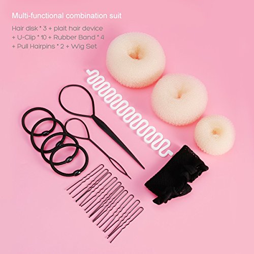 Wcysin 8 Pcs Hair Bun Crown Shapers Women Girls Perfect Hair Bun Making Styling Tools Set DIY Bun Maker Clip Curler Roller Tool Twist Donut Bun Hairstyle Tool