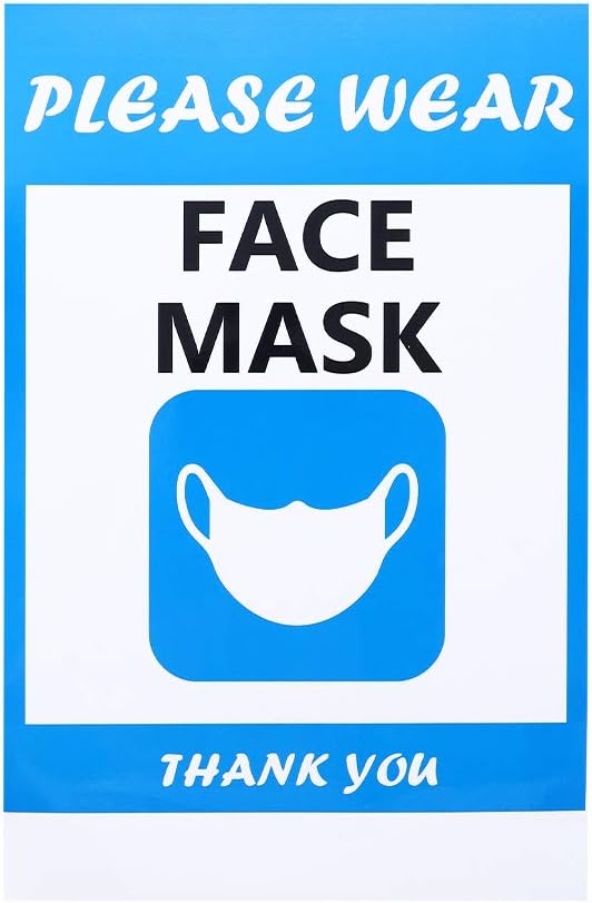 Office and Public Safety 5 Pack Face Mask Required Social Sign Please