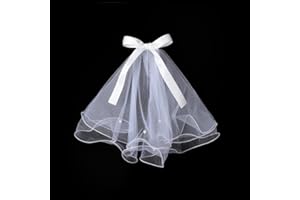 Gigicloud Bride Costume Pet Wedding Veil with Clip Handmade Dog Hair Bow Veil Headwear Dog Hair Accessories for Valentine's Day Wedding Party Decoration One Size