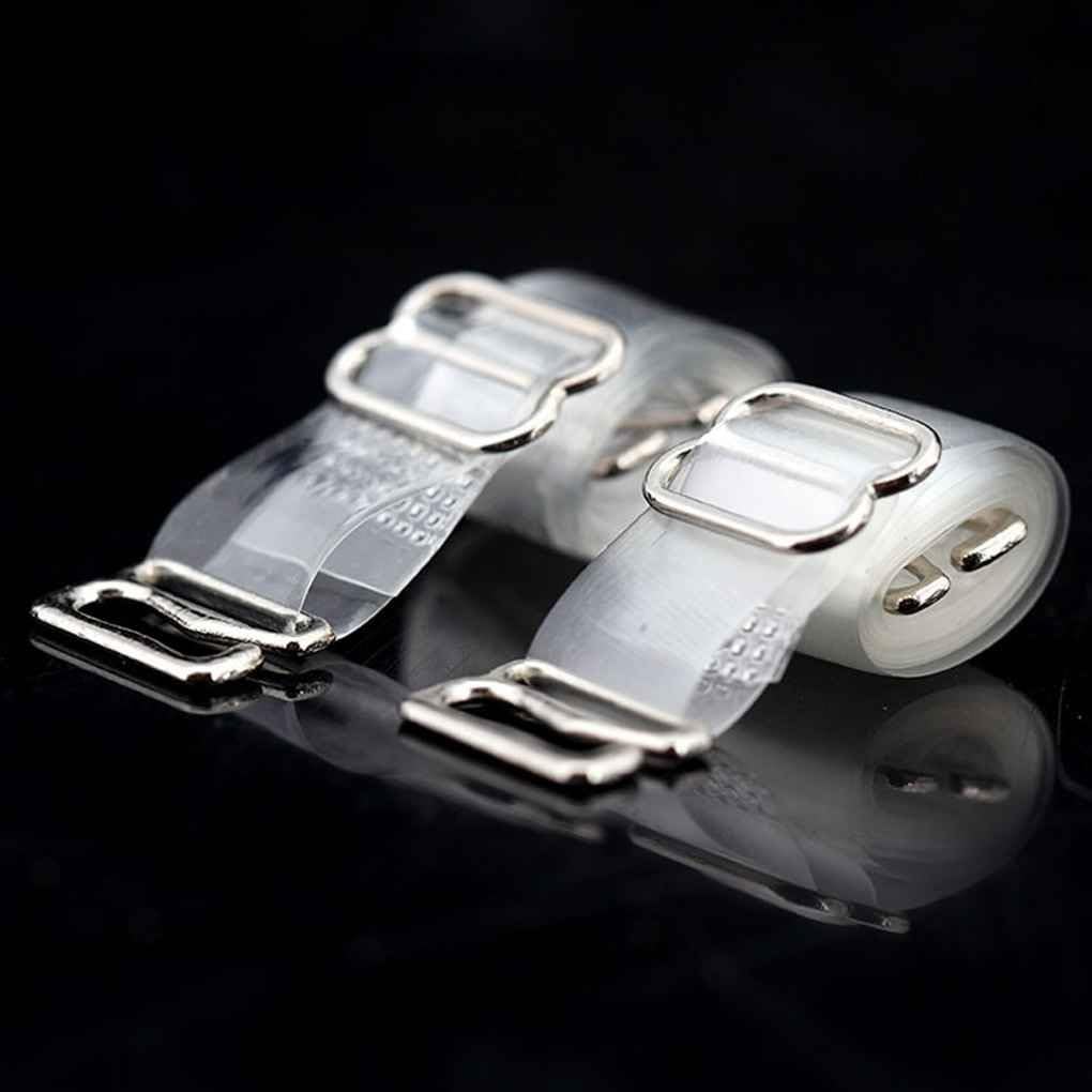Elenxs 2 Pair Adjustable Transparent bra Straps Invisible Clear Shoulder Straps Metal Hook Replacement Removable