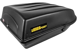 JEGS Rooftop Cargo Carrier for Car Storage - Large Roof Rack Cargo Carrier - Front Hinge/Rear Lock - Rear Opening Weatherproof Storage - Made in USA - 18 Cubic Ft - 110 Lb Capacity - Aero Design