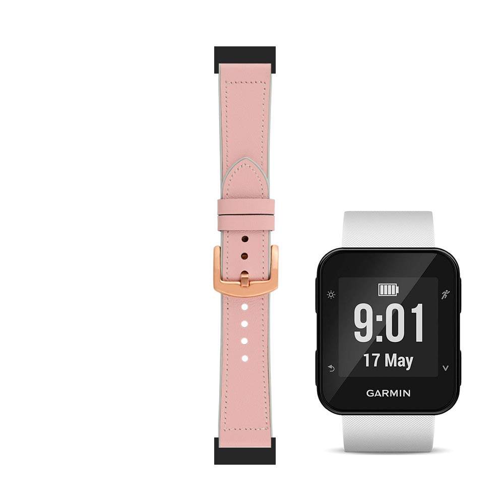 C2D JOY Compatible with Garmin forerunner 35 Strap Leather and Silicone Replacement band - Pink