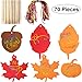 Gejoy 70 Pieces Thanksgiving Scratch Paper Craft Kit Scratch Off Fall Leaves Pumpkins Acorns Pattern Paper with Ribbons and Wooden Styluses for Harvest Party Decorations
