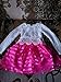 WEONEDREAM Baby Girls' Party Dress with Long Sleeves Striped Crochet Flower Patchwork (2T, white hot pink)