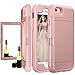 iPhone 6S Plus Mirror Wallet Case,Auker iPhone 6 Plus Slim Fit Armor Card Holder Kickstand Feature Dual Layer [Hard Shell+Soft Silicon] Shockproof Impact Drop Resistant Hybrid Protective Case