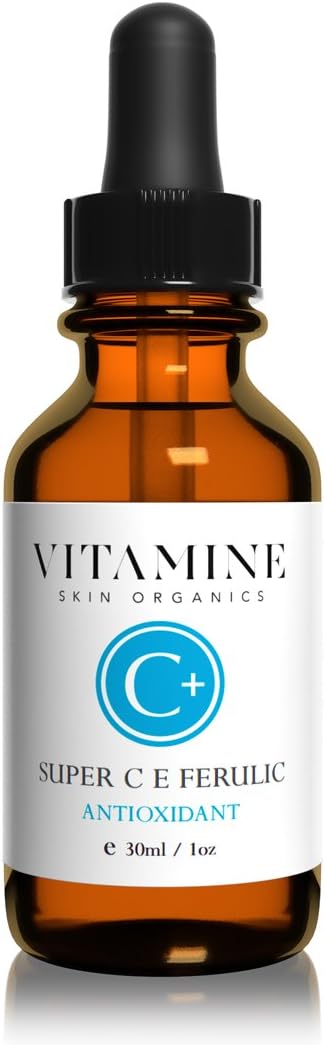 Organic Super Vitamin C Serum | C E Ferulic + Hyaluronic + B5 | Premium Repair Serum to Soften Wrinkles and Clear Skin | 1 Ounce Bottle (1 Month Supply)