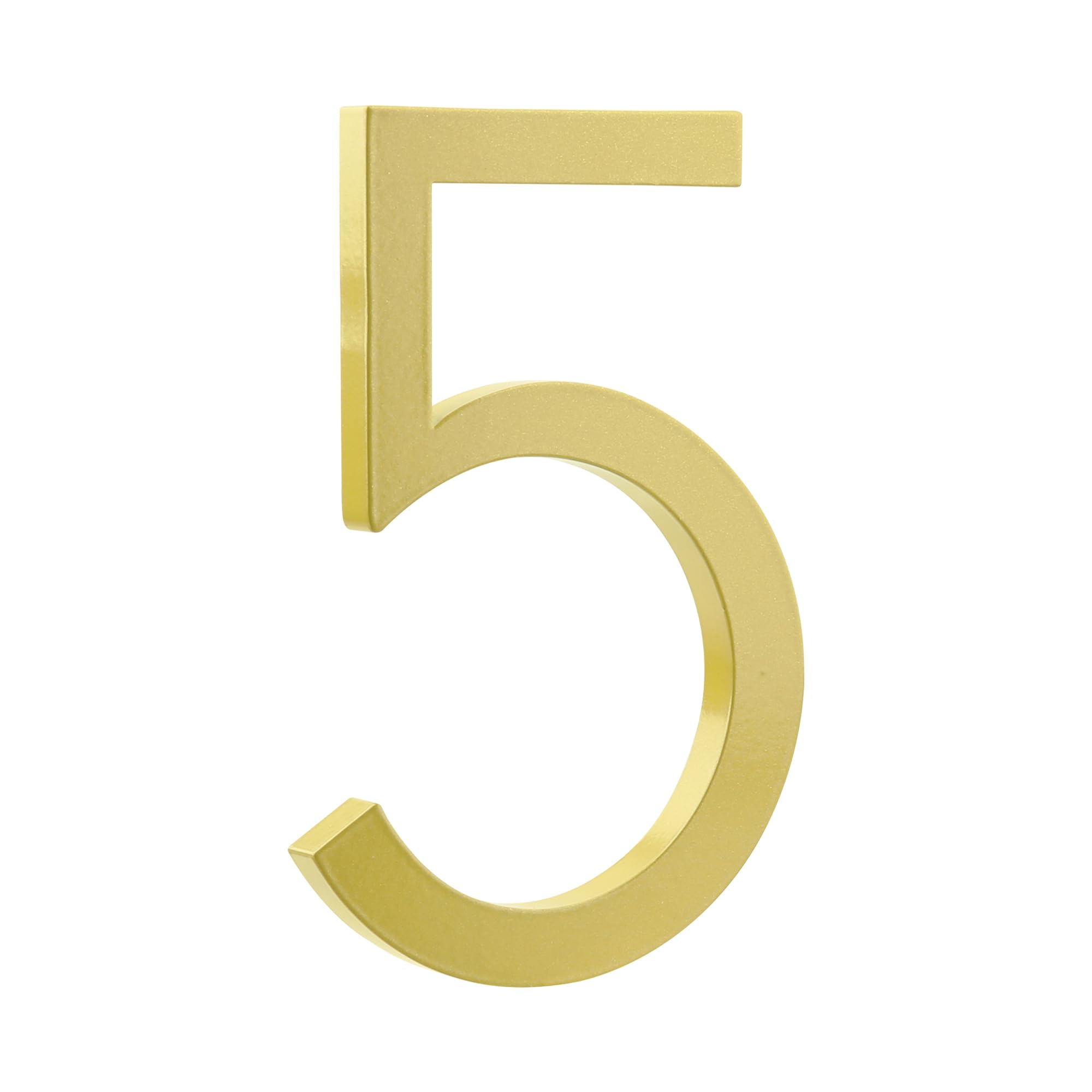 HASWARE Floating House Number 6 inch Stylish Door Numbers Alphabet Plaque Street Home Address Numerals (Golden, 5)