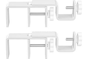 ONNEKA Outside Mounted Blinds Curtain Rod Bracket 1.3-2" Adjustable, Easy Install Tool-Free Anti-Slip, Over The Blinds Curtain Rod Holder for Curtains & Drapes, No Drill Curtain Rod Brackets, 2Pcs White