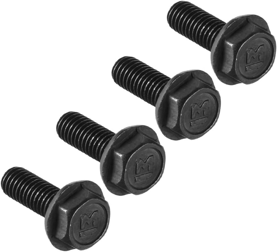 sourcing map Metric M6x17mm Hex Flange Bolts Left Hand Thread 8.8 Grade Carbon Steel Black 4pcs