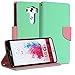 LG G3 Case, GMYLE(R) Wallet Case Classic for LG G3 - Mint Green & Pink Cross Pattern PU Leather Slim Wallet Case Flip Stand Cover (Not Fit For LG G3 S, Beat and Vigor)