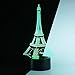 Urwise romantic Eiffel Tower in Paris France 3D Optical Illusion Night Light,7 Colors Changing,Smart Touch Button USB Powered,Amazing Creative Art Design for Home Decor ZB-2821