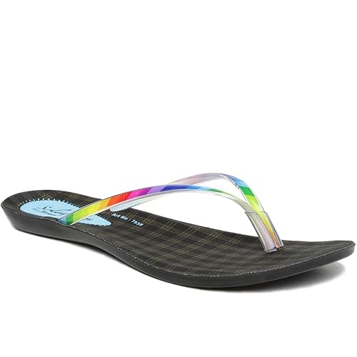 multi coloured flip flops