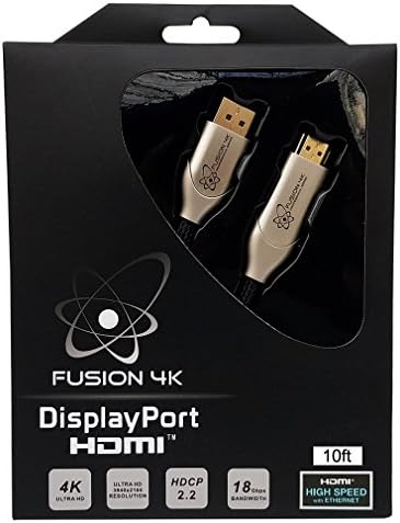 Fusion4K High Speed 4K DisplayPort to HDMI Cable 2.0 - Professional Series Ultra HD (10 Feet)