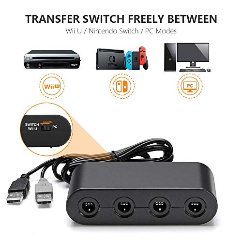 5 Gamecube+Controller+Adapter+Compatible+Vibration