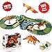 HOMOFY Dinosaur Toys Race Car Track Sets Jurassic World with 144 Pcs Flexible Tracks, 3 Dinosaurs,2 Led Cars,1 Tree and 2 in 1 Tunnel for 2 3 4 Year Old Girls and Boys-(Trademark Protected)