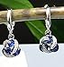Crystalline Azuria Blue Simulated Sapphire Zirconia Crystals Jewelry Set Pendant Necklace 18 inches Earrings Bracelet 18K White Gold Plated