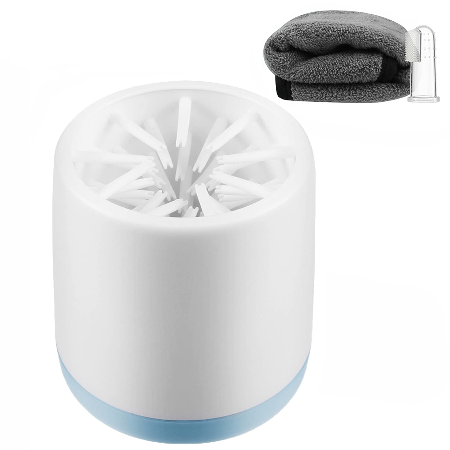 Lzansuii dog Paw Cleaner Portable Dog Cat Foot Cleaner Cup Kits (1 Towel, 1 Pet Toothbrush) Brush with Removable Soft Silicone Bristles for Cleaning Dirty and Muddy Pet Paw