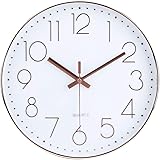 jomparis 12 Inch Silent Non-Ticking Quartz Sweep Battery Operated Wall Clocks (Rose Gold)