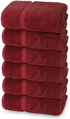 Indulge Linen 100% Turkish Cotton Towel Set (Cranberry, Hand Towels - Set of 6)