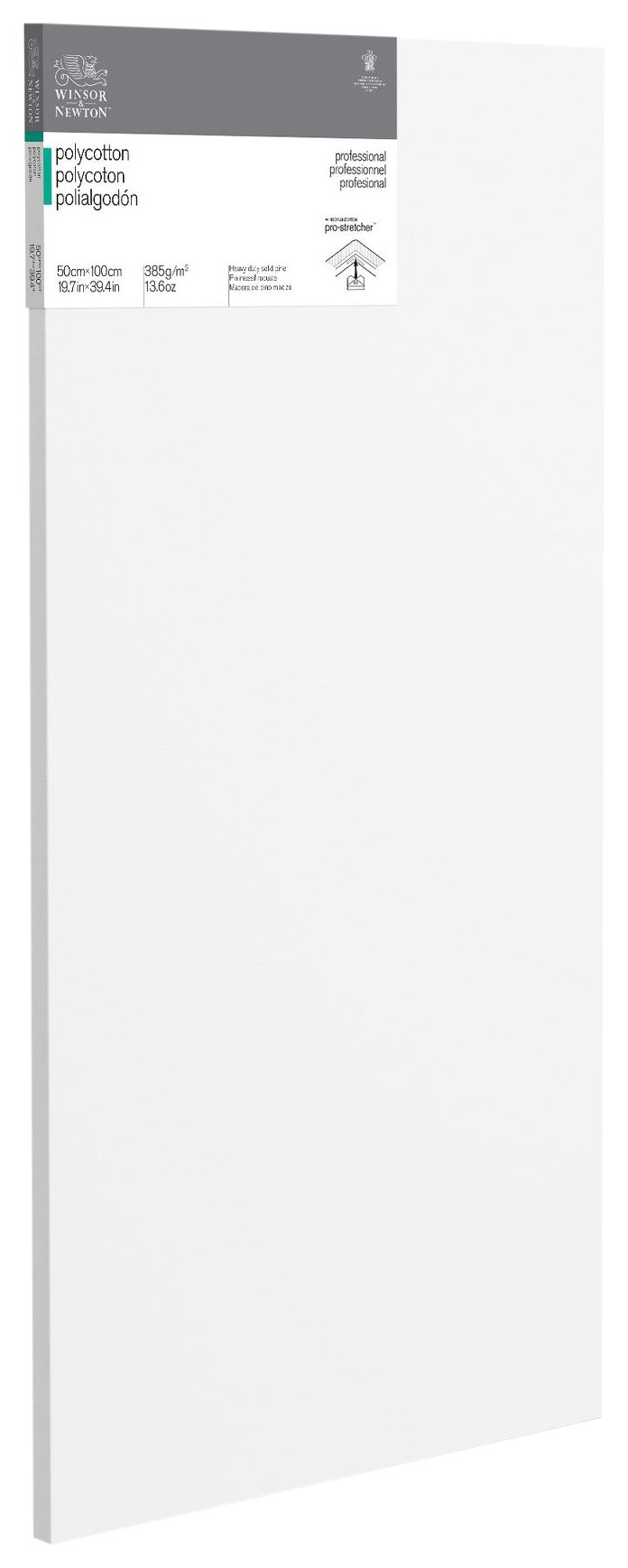 Winsor & Newton 6206024 Professional Stretcher Frame Made of Polycotton 385 g/m² Triple Primed Medium Grain Ideal for Oil and Acrylic Paints 50 x 100 cm