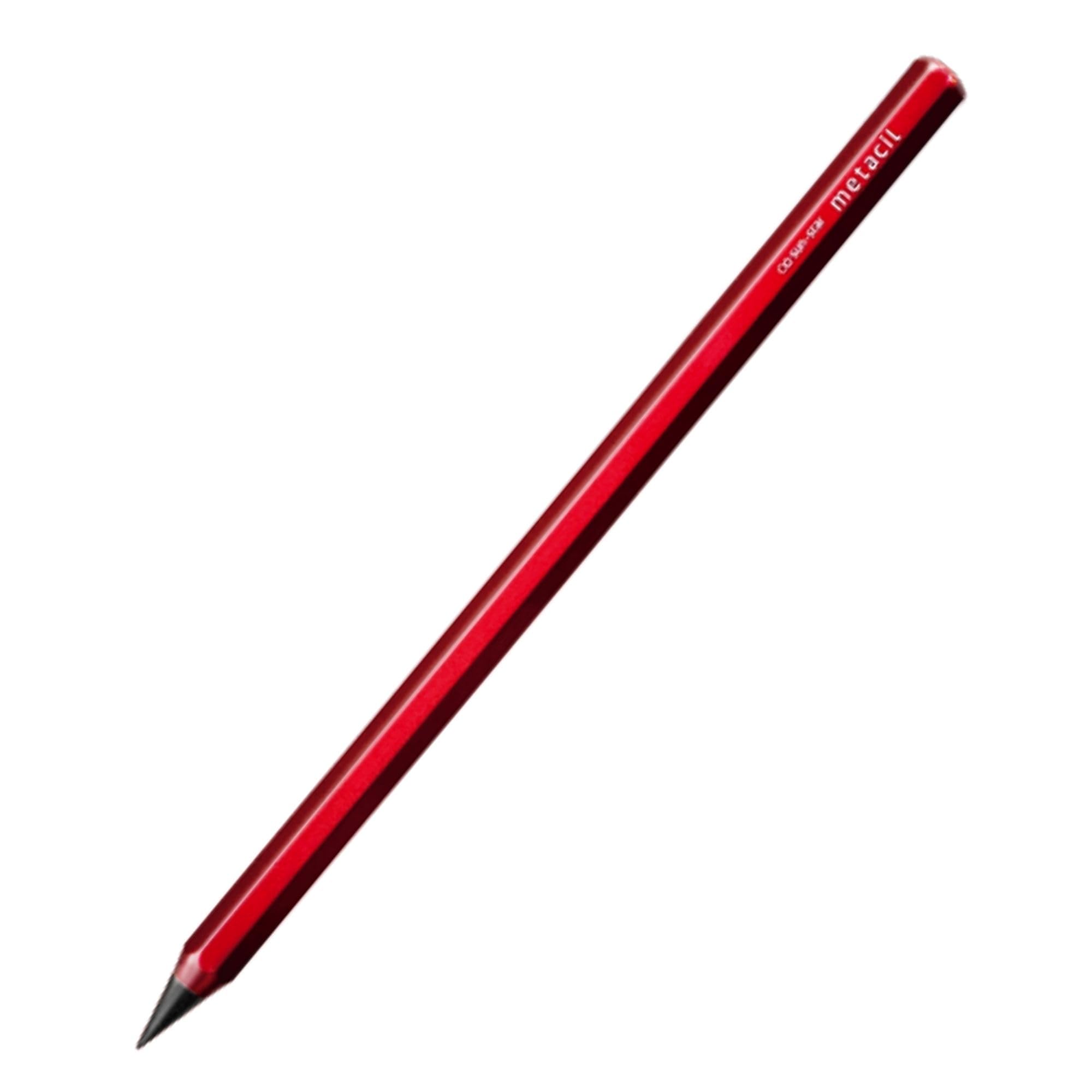 SUN-STAR Metacil Everlasting Metal Pencil, Inkless & Infinity, 2H Black Lead - Metallic Red, S4482654 (with Authentic Hologram)