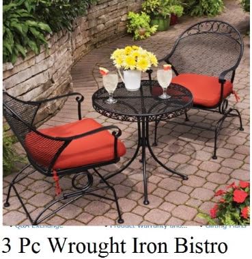 Outdoor Wrought Iron Bistro Set W / FREE Cushions