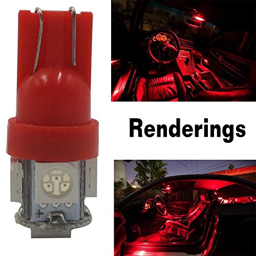 AMAZENAR 30-Pack Red Replacement Stock # 194 T10 168 2825 W5W 175 158 Bulb 5050 5 SMD LED Light ,12V Car Interior Lighting For Map Dome Lamp Trunk Dashboard Parking Lights - Best Value - Thumbnail 6