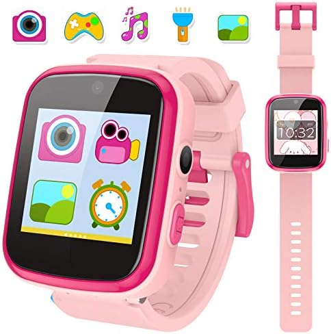 Agptek 腕時計 子供スマートウォッチ プレイウォッチ キャラクター時計 男の子 タッチスクリーン 8gbカード内蔵 おもちゃ ゲーム 音楽 懐中電灯 撮影 デジカメ 写真 録音 カレンダー Usb充電 誕生日 卒業祝い 入園 入学 新学期 プレゼント 日本語説明書付き ピンク