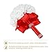 Febou Wedding Bouquet, Red Bridesmaid Bouquet Bridal Bouquet with Crystals Soft Ribbons, Artificial Rose Flowers for Wedding, Party and Church (Red)