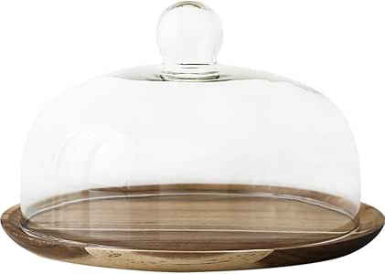 cake platter dome acacia wood stand stands glass