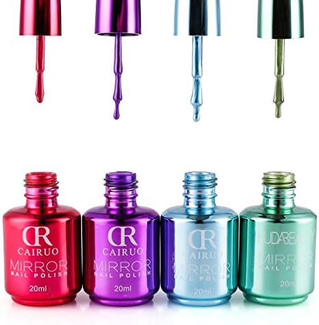 SKYMORE 4pcs Metallic Nail Polish Set Nail Art Kit Beauty Nail Art Set For Women Lady Girls