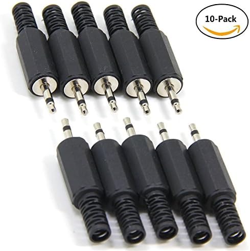 Ancable Replacement 10-Pack TS Mono Male Plug 2.5mm Solder Type DIY Audio Cable Connector