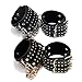 Black Furry Handcuffs Plush Faux Leather Rivets Punk Wrist Cuffs For Women Men Adult Play With Stronger Metal Clips