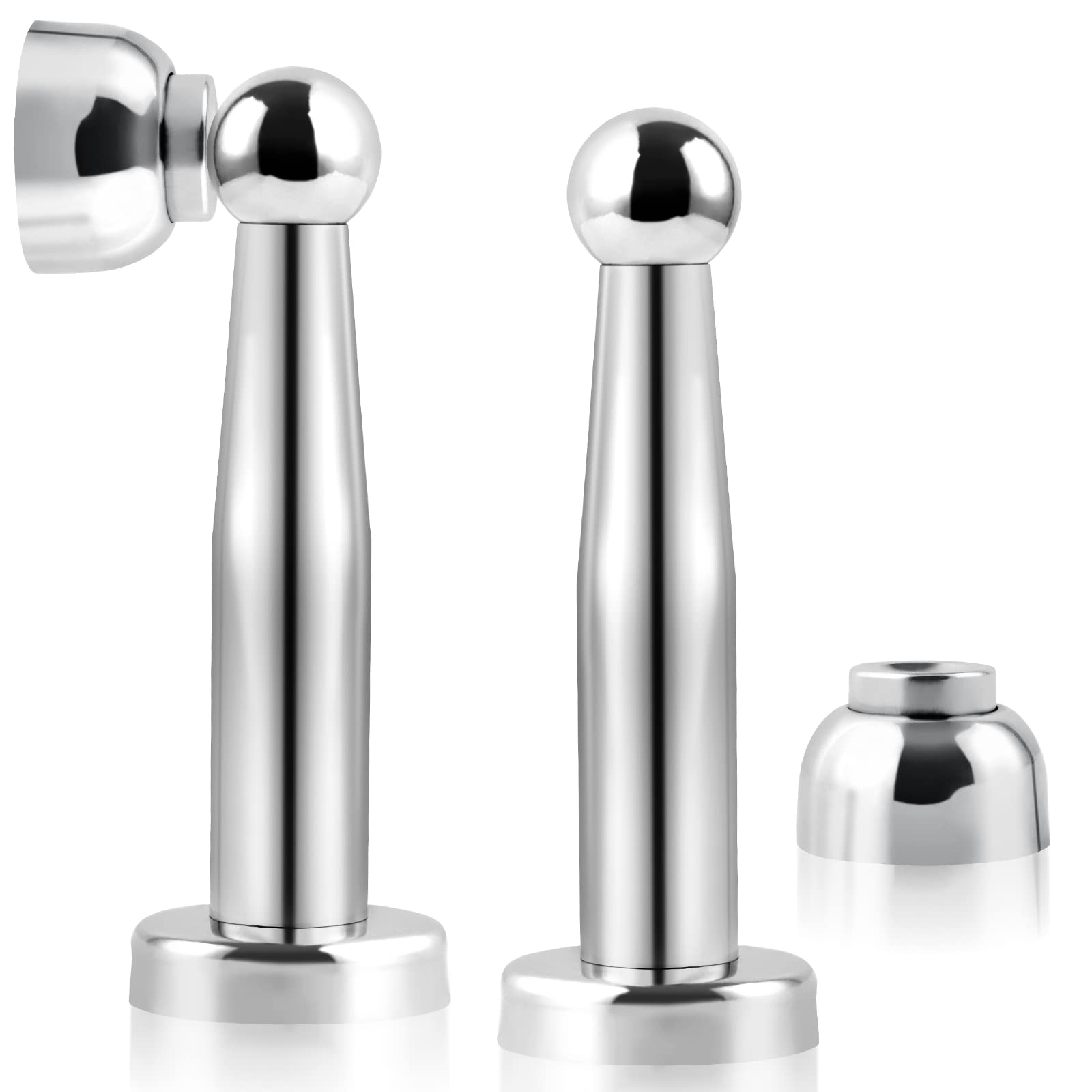 Magnetic Door Stop, 6 Inch Long Door Stop, 150mm Stainless Steel, Heavy Duty Magnetic Door Stopper Floor Wall Mount Soft-Catch Magnetic Door Holder Catch Doorstops to Keep Door Open, 2 Pack
