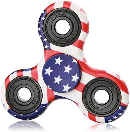 LISTAR Tri Fidget Hand Spinner, Camouflage 2 Side Clear Printed, Gift for Birthday Party, EDC Focus Toy for Kids &amp; Adults (American Flag)