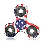 NOING Tri Fidget Hand Spinner Camouflage Multi-Color Double Side Printed, EDC Focus Toy for Kids and Adults (American Flag)