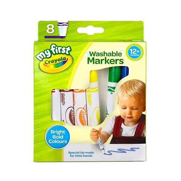 CRAYOLA-My-First-Washable-Markers-Pack-of-8 CRAYOLA MyFirst Washable Markers - Assorted Colours (Pack of 8) | Easy-Grip Markers Perfect for Toddlers Hands | Ideal…
