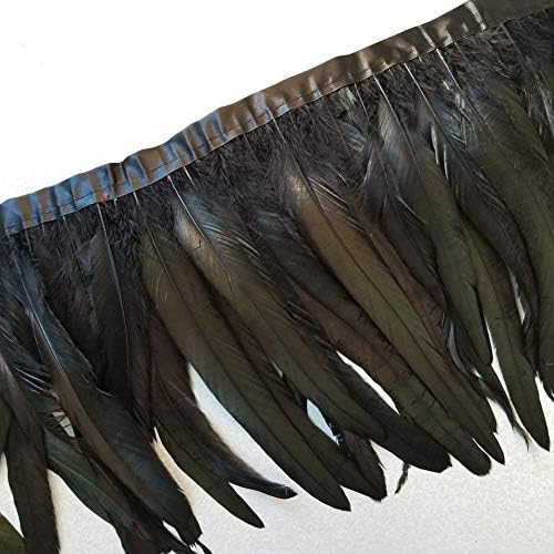Sowder Rooster Feather Fringe Trim 12-14" in Width Pack of 1 Yard(Black)