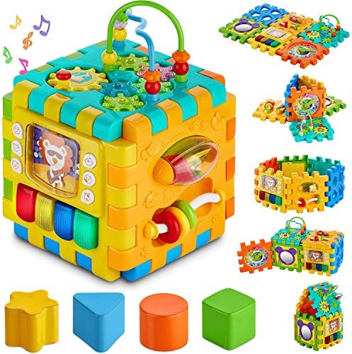 Baby Activity Cube Toddler Toys 6 In 1 Shape Sorter Toys Kids Activity Play Cube Center For Infants Early Development Educational Toys For 1 2 Years Old Boys Girls Activity Center Amazon Ae