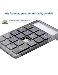 Teclado numérico Bluetooth recargable Sunreed y calculadoras Teclado numérico inalámbrico 2 en 1, con pantalla LCD de 12 dígitos para computadora portátil Apple, Compatible con Windows OS, Mac OS, con la tecla =