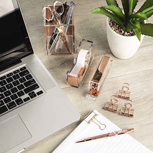 Rose Gold Desk Accessories for Women. 10Piece Stationery Essentials Set. Girl Boss Office Decor