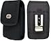 Samsung Rugby 3 A997 Rugby 4 SM-B780A (PLUS SIZE) LARGE OVERSIZE VERTICAL Heavy Duty Rugged Nylon Canvas Protective Carrying Cell Phone Case Pouch with Metal belt Clip Perfect Fits With OTTERBOX SERIES CASE/ LIFEPROOF& WATERPROOF / SHOCKPROOF - BLACK